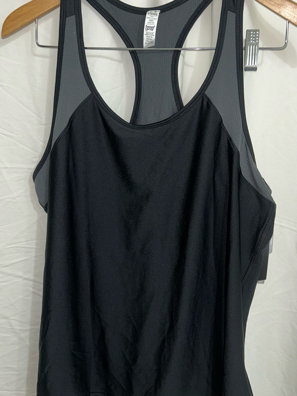 Under Armour Black and Gray Racerback Mesh Athletic Tank